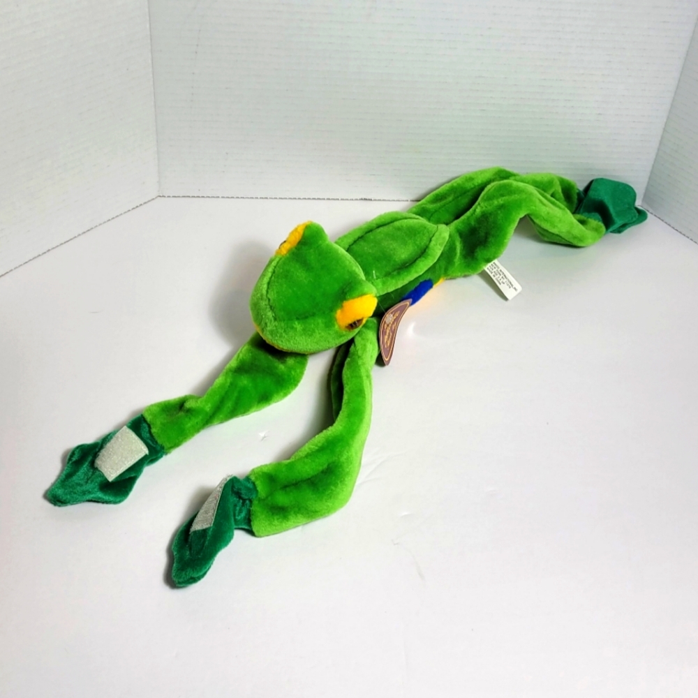Cute Frog Stuffed Animal with Long Legs with Hook Eye Attachment Pads NWT
